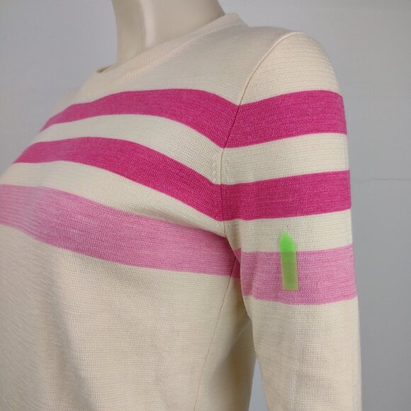 J. Crew for Net-A-Porter ivory pink striped Merino Wool sweater ladies XS - Picture 5 of 11